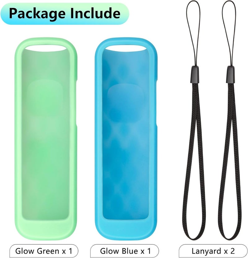 LOUTOC (2PC) Cover-Case-for-Roku-Remote, Glow-in-The-Dark Silicone Protective Sleeve Skin for Roku TV/Stick/Player Remote (Green/Blue) - Image 2